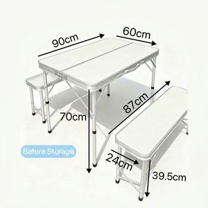 Ensemble de <span class=keywords><strong>table</strong></span> et chaises de <span class=keywords><strong>camping</strong></span> portables en aluminium léger et robuste, 1 <span class=keywords><strong>table</strong></span> et 2 chaises pliantes, style <span class=keywords><strong>valise</strong></span> - Product Image 3
