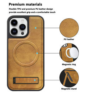 ODM OEM Magnetic Hidden Foldable Kickstand PU Leather Case for <b>iPhone</b> 16 Pro Max Shockproof Magnetic Compatible Phone Cover - Product Image 4