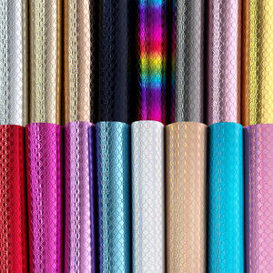 Tissu <span class=keywords><strong>synthétique</strong></span> en cuir PU brillant à motif gaufré en écailles de poisson personnalisé, brillant, pour nœuds, sacs, artisanat DIY - Product Image 4