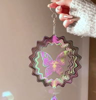 Nordique Mandala carillons éoliens en acier inoxydable 3D Rotation carillons éoliens décoration de fenêtre jardin artisanat décoration murale carillons éoliens