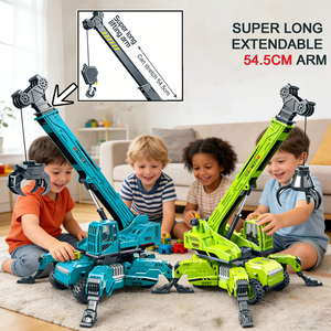 Juguete de Grúa de Construcción con Fricción EPT, con Brazo de Elevación Extensible, 3 Tipos de Ganchos y Rotación de 360° °   Juguete de vehículo de ingeniería con articulaciones giratorias - Product Image 1
