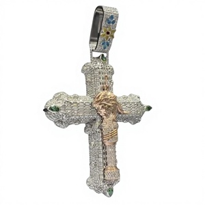 CONCEPTION Colgante de Cruz Personalizado con Moissanita, Chapado en Oro Rosa de 14k, Joyería Hip Hop para Hombre, con Corte Baguette y Engaste de Canal, GRA - Product Image 1