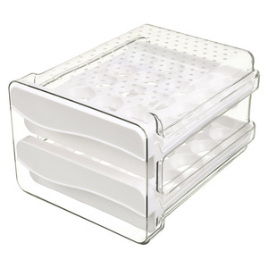 2023 New Product Kitchen Drawer Type Transparent Double Layer 40 Grid Egg Box Refrigerator Preservation Box