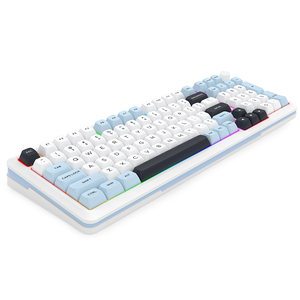Tastiera meccanica da gioco cablata + 2.4G + BT 3 modalità interruttore in legno di argentato tastiera da gioco personalizzata con manopola - Product Image 3