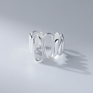 Ins mới thời trang nhẫn đồ trang sức 925 sterling bạc không thường xuyên nước thả hình dạng pieced có thể điều chỉnh vòng mạ Vàng mở Nhẫn phụ nữ - Product Image 4