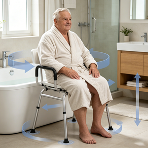 360 °   Silla de Ducha Giratoria y Deslizante, Banco de Transferencia Ajustable para Bañera, Almohadilla Antideslizante, Reposabrazos Impermeables, Capacidad de Peso de 350 LB, Silla de Baño - Product Image 1