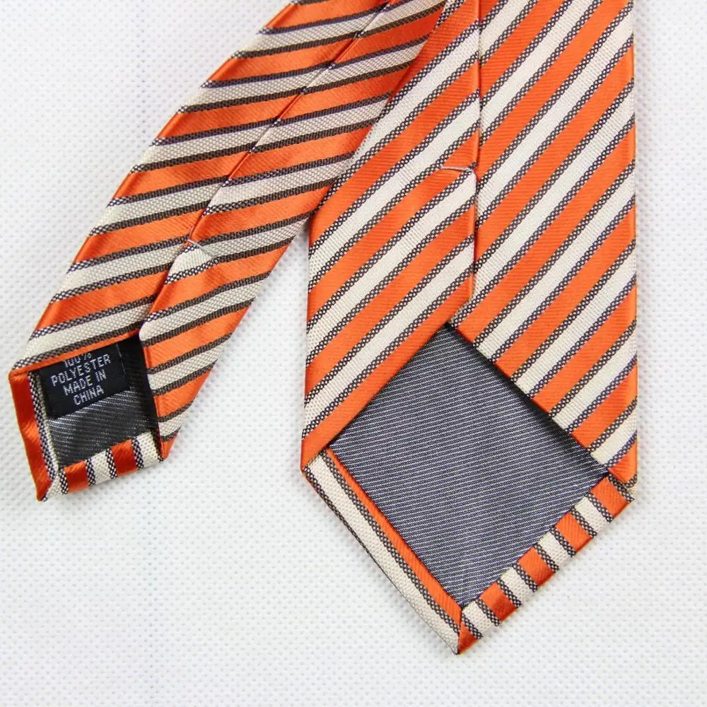 Suivez-nous Super Septembre Spécial Bénéfice 5 pièces Port Compris Orange Rayé Mince Cravate Polyester Cravate D'affaires