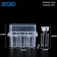 Boîte de rangement pour flacons de poudre lyophilisée de 3 ml, 6 pièces, étui en plastique PP transparent avec couvercle pour flacons de peptides