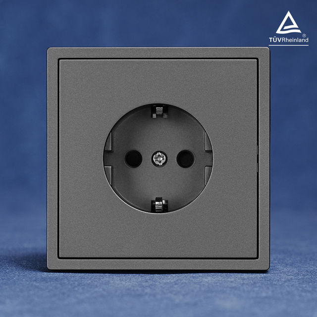 Wall Mounted Tamper Resistant Schuko Socket Fireproof PC Frame Wall Outlet for Germany Plug 250 V ~ 16A Black White Gold Grey