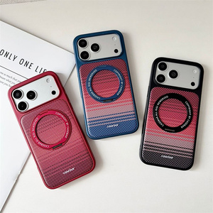 Funda de fibra de carbono de alta calidad con anillo magnético y soporte Pitaka para iPhone 17 16 15 Pro Max, cubierta trasera texturizada con efecto de atardecer y líneas completas - Product Image 1