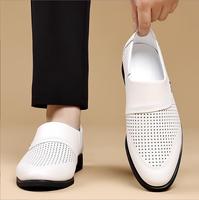 Chaussures d'été en cuir respirant à enfiler pour hommes, à bout pointu, décontractées et habillées, avec semelle souple en caoutchouc
