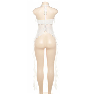 Nuova Moda Estiva Sexy <span class=keywords><strong>Top</strong></span> Corto Senza Maniche con Frange Irregolari e Cintura per Donne - Product Image 6