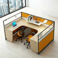 Estación de Trabajo Modular Moderna para 2 Personas con Pantalla Divisoria, Escritorio Tipo Cubículo, Muebles de Oficina