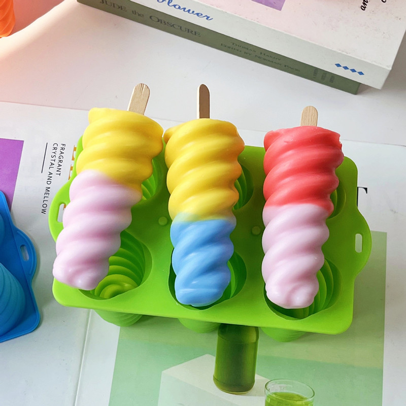 MEELYHOME Silicone Ice Cream Molds - 2 Or 3 Hole Popsicle Molds For Homemade Desserts, Freezer Safe