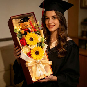 Bouquet moderne de <span class=keywords><strong>fleurs</strong></span> de savon artisanales en forme de tournesol, en boîte, pour la remise des diplômes, Thanksgiving, Fête des Mères, vente en gros directe usine - Product Image 3