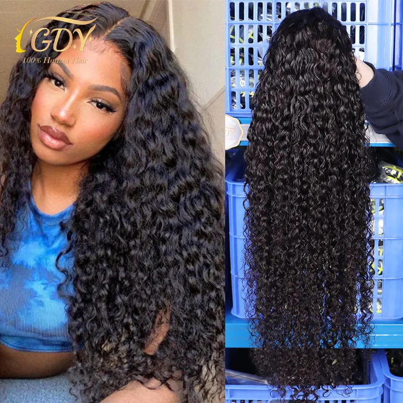 Gdy 180% Glueless Hd Lace Front 40Inch Water Wave 13X6 Transparante Pruik Cuticula Uitgelijnd Maagdelijk Haar 36 Inch Water Wave Lace Pruik