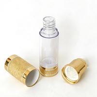 Botella de Lujo con Bomba Airless en Dorado Mate, Envase Cosmético de Plástico Recargable para Suero, Crema Facial, Viajes