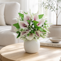 Seiden-Calla-Lilien-Bouquet in Weiß, Lila und Elfenbein für Hochzeiten, Brautstrauß, Tischdekoration, Künstlicher Hochzeitsstrauß