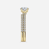 Bague de fiançailles en or jaune massif 14k 18k avec halo caché et pavé de diamants cultivés en laboratoire certifiés IGI VVS CVD