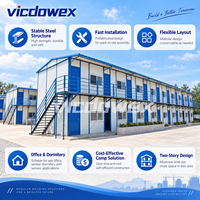 VICDOWEX Bâtiment préfabriqué modulaire de type K personnalisé, panneau sandwich en acier, couleur bleu clair, design contemporain pour la construction