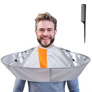 Capa de peluquería plegable DIY, impermeable, de poliéster, gris plateado, 60 cm, cómoda y portátil, para corte y recorte de cabello. - Product Image 1