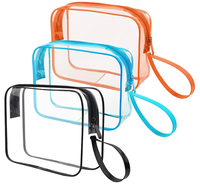 Pochette de toilette étanche personnalisée en PVC transparent avec fermeture éclair et dragonne pour femme, idéale pour les voyages, la plage et la natation