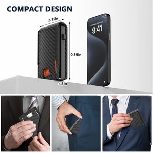 Carbon Fiber Texture <b>Wallet</b> With Multiple <b>Card</b> Slots Magnetic <b>Holder</b> <b>For</b> Men Black - Product Image 3