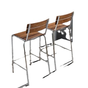 Taburete de Bar con Respaldo de Madera Maciza y Acero Inoxidable, Resistente, para Sala de Estar, Hogar o Cafetería - Product Image 5