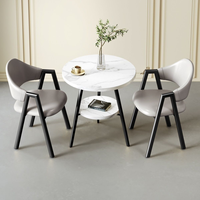 Table basse de luxe moderne personnalisée avec 2 chaises, plateau ignifuge, pour petit espace, salon, maison, café, balcon, OEM/ODM