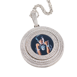 New Iced Out Tennis Chain Necklace Set Brass <b>Memory</b> Pendant with Wings and CZ <b>Stone</b> for Engagement Photo Pendant Jewelry - Product Image 1
