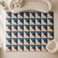 Tapis décoratif moderne en acrylique géométrique beige marine à motifs rectangulaires, tissé à la main, pour salon, villa, intérieur personnalisé