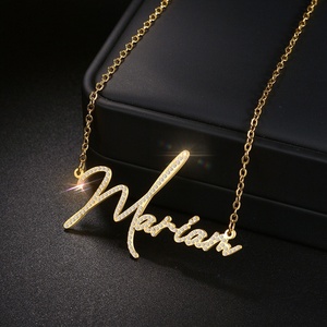Dropshipping POD Gold Plated Personalized Simple <b>Name</b> Pendant Necklace Cubic Zirconia Diamond Pave Setting Women's Everyday Wear - Product Image 1