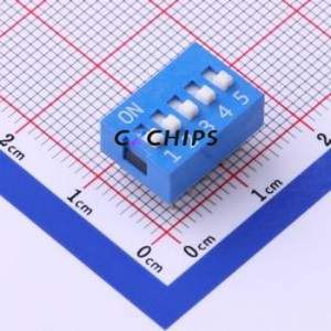 DS-05BLP DIP Switch Through hole Component (THT) Switch Flat Toggle, Raised Type Single Pole Single Throw 5 PC Pin - Product Image 1