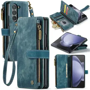 CaseMe Wallet Case For Samsung Galaxy Z Fold 5 with S pen Slot Multi-Functional Kickstand Flip Leather Cover For Samsung Z Fold5