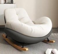 Fauteuil à bascule moderne en tissu avec dossier de style scandinave ; conçu pour durer, idéal pour la maison et l'hôtellerie