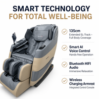 Fauteuil de massage intelligent OEM à commande vocale IA, avec fonction SL Track, zéro gravité, shiatsu, roulement et massage complet du corps, avec service Bluetooth