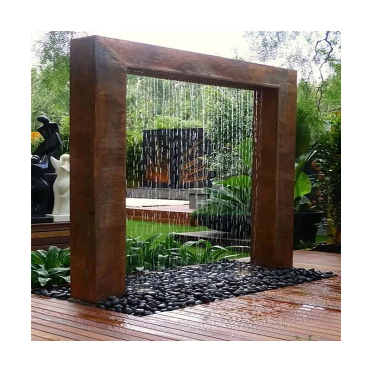 La fabbrica personalizza le caratteristiche all'aperto dell'acqua d'acciaio del Corten della tenda di pioggia d'acciaio degli ornamenti del giardino