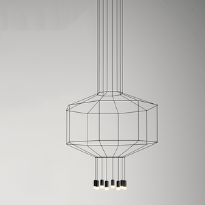 Candelabro de línea geométrica moderna, vestíbulo del hotel, recepción, sala de estar, restaurante, escalera, candelabro de línea larga geométrica - Product Image 6