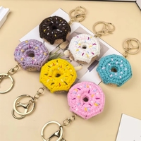 Porte-clés Donut fini, fait main au crochet, en fil, style moderne minimaliste, petit modèle pour enfants
