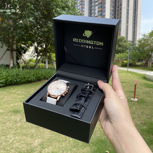 Wholesale PU leather Rigid Paper Box Logo Silver Gold Hot stamping Watch Strap Band Packaging Box