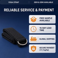 Ceinture de yoga 2-en-1 en coton à motif uni, durable, à tension moyenne, pour exercices de résistance, lavable, avec sangle de transport et boucle métallique, 180 cm, unisexe