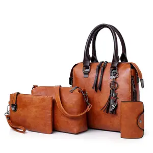 Großhandel Mode Damen PU Leder Handtaschen Schulter Geldbörse Karten halter 4 Stück Handtaschen für Frauen Luxus Set