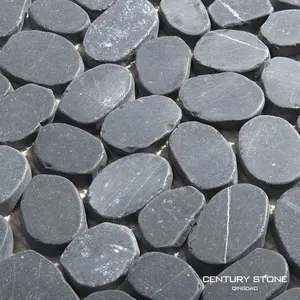 Tapete pebble cinza preto pedra de mosaico chão