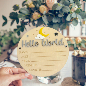 Souvenirs de bébé en bois 3D, signes d'annonce de naissance en bois pour bébé avec statistiques de naissance, plaques de nom personnalisées - Product Image 4