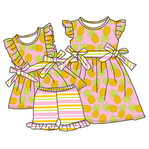 All'ingrosso 2 pezzi set di abbigliamento per bambina di alta qualità in seta dolce modello di arco personalizzato per bambini Boutique di moda per il negozio per bambini - Product Image 6