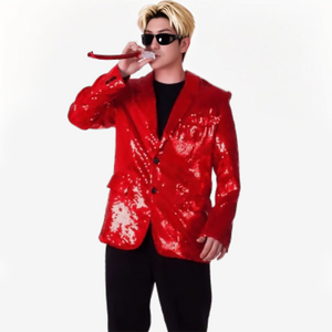 Costume <span class=keywords><strong>de</strong></span> Soirée Scintillant à Paillettes pour Homme avec Cravate, Tenue <span class=keywords><strong>de</strong></span> Scène Grande Taille pour Fêtes et Spectacles - Product Image 2