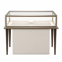Vitrine autoportante en fer pour bijoux avec éclairage LED, en verre et bois écologiques, idéale pour les magasins de détail et centres commerciaux