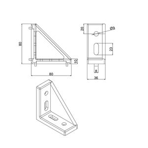 Китайский производитель: Угловые кронштейны 40x80 мм (8 слотов, стандарт RoHS) для алюминиевого профиля 4040, 4080, 8080 - Product Image 5