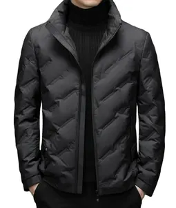 Зимняя черная Водонепроницаемая Стеганая мужская куртка-пуховик с гусиным утиным пухом