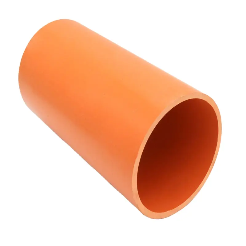 Orange Rigid 63 75 90 110 200mm 4incn 5inch 6inch UPVC electric wire conduit duct PVC electrical Conduit casing pipe price list